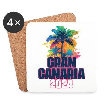 Gran Canaria 2024 Urlaub Palmen Klecks - Untersetzer (4er-Set) - Weiß - Vorne