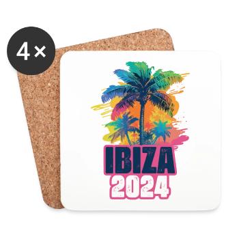 Ibiza 2024 Urlaub Palmen Klecks - Untersetzer (4er-Set) - Weiß - Vorne