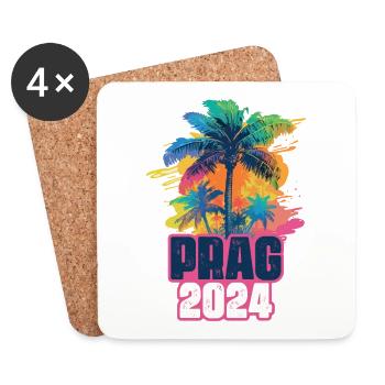 Prague 2024 Vacances Palm Blob - Dessous de verre (lot de 4) - blanc - Devant