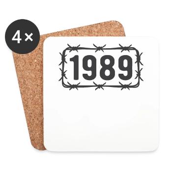 Anniversaire Vintage 1989 fil de fer barbelé - Dessous de verre (lot de 4) - blanc - Devant