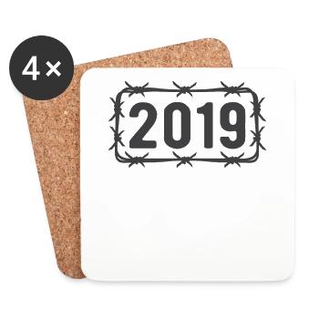 Birthday Vintage 2019 Barbed Wire - Coasters (set of 4) - white - Front