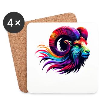 Widder Sternzeichen Lebendiges Regenbogen-Design - Untersetzer (4er-Set) - Weiß - Vorne