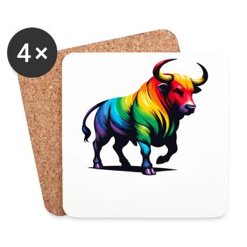 Stier Sternzeichen Sternzeichen Lebendiges Regenbogen-Design - Untersetzer (4er-Set) - Weiß - Vorne
