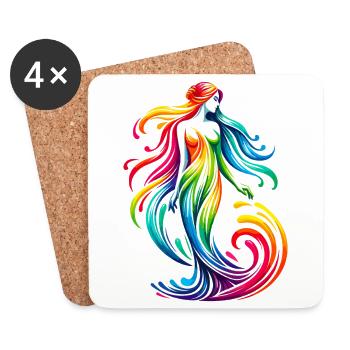 Signe astrologique du zodiaque Vierge Vibrant Rainbow Design - Dessous de verre (lot de 4) - blanc - Devant