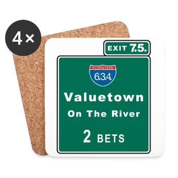 Poker Design Valuetown -straight flush - Schild - Untersetzer (4er-Set) - Weiß - Vorne