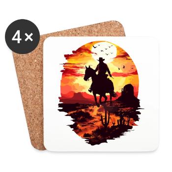 Cowboy Pferd Wild West Western Reiten Wildnis USA - Untersetzer (4er-Set) - Weiß - Vorne
