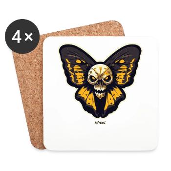 Papillon papillon papillon de papillon de nuit - Dessous de verre (lot de 4) - blanc - Devant
