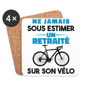 Never underestimate a retiree on their bike - Coasters (set of 4) - white - Front