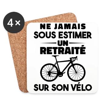 Never underestimate a retiree on their bike - Coasters (set of 4) - white - Front