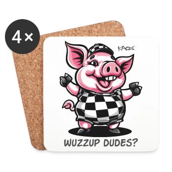 Que se passe-t-il, les amis ? cochon drôle - Dessous de verre (lot de 4) - blanc - Devant