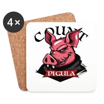 Graf Pigula, das Vampir Schwein - Untersetzer (4er-Set) - Weiß - Vorne