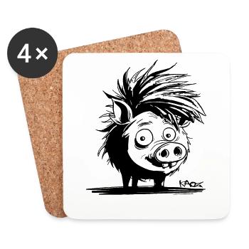 Cute Punk Pig - Coasters (set of 4) - white - Front