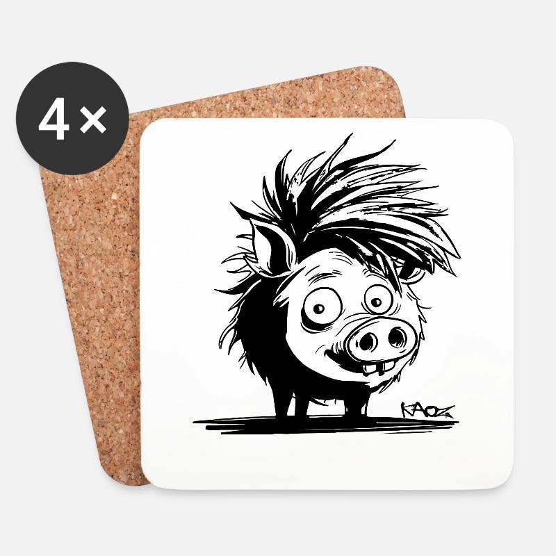 Niedliches Punk Schwein - Untersetzer (4er-Set) - Weiß