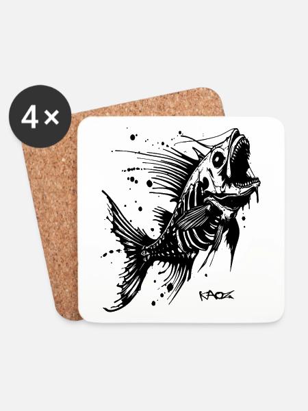 Ein Skelett Fisch - Untersetzer (4er-Set) - Weiß