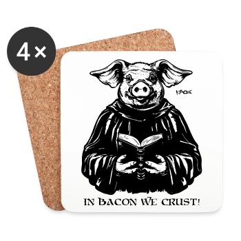 Spiritual Pig: In Bacon We Trust - Coasters (set of 4) - white - Front