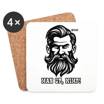 "Man Up Attraktiver bärtiger Kerl" - Untersetzer (4er-Set) - Weiß - Vorne