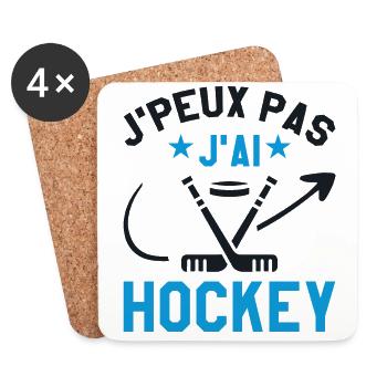 Je Peux Pas J'ai Hockey - Dessous de verre (lot de 4) - blanc - Devant