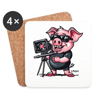 Réalisateur Directeur de la photographie Pig - Dessous de verre (lot de 4) - blanc - Devant