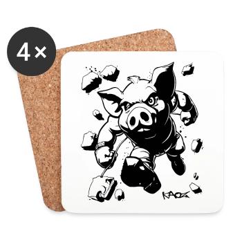Percée : Briser les murs, Cochon intense - Dessous de verre (lot de 4) - blanc - Devant
