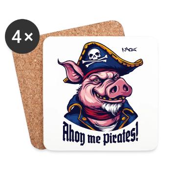 Ahoy, Captain Pirate Pig - Coasters (set of 4) - white - Front