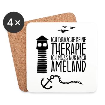 I don't need therapy, just need to go to AMELAND - Coasters (set of 4) - white - Front