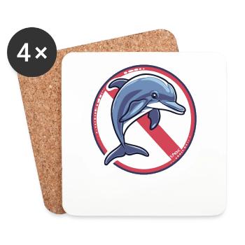 Dolphins forbidden: Dolphin - Coasters (set of 4) - white - Front