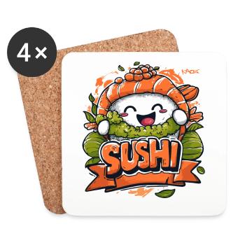Sushi joyeux - Dessous de verre (lot de 4) - blanc - Devant