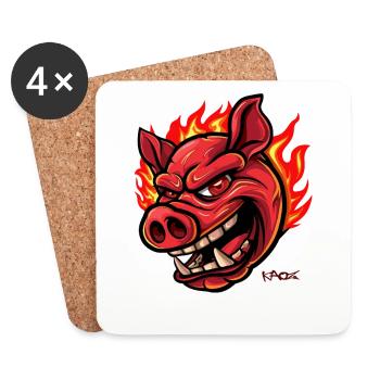 Ein Schwein wie ein brennender Komet - Untersetzer (4er-Set) - Weiß - Vorne