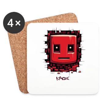Cracked Surface: Robot Face - Coasters (set of 4) - white - Front