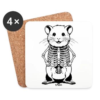 Cute Skeleton Hamster - Coasters (set of 4) - white - Front