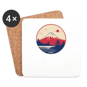 Japan, a red sunset and Mount Fuji - Coasters (set of 4) - white - Front