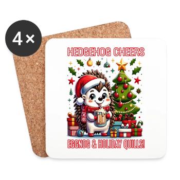 Hedgehog Cheers, lait de poule et piquants de Noël - Dessous de verre (lot de 4) - blanc - Devant