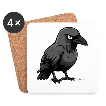 A Mean Cartoon Raven - Coasters (set of 4) - white - Front