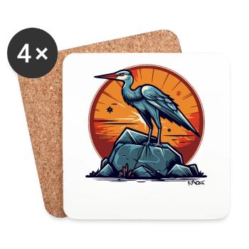 La fierté de l’oiseau-grue - Dessous de verre (lot de 4) - blanc - Devant
