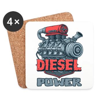 Puissance des moteurs diesel - Dessous de verre (lot de 4) - blanc - Devant