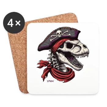 Rex Goes On : Dino Skull Capitaine Pirate - Dessous de verre (lot de 4) - blanc - Devant