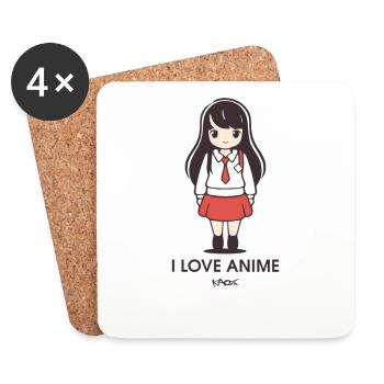 Liebe für Anime - Untersetzer (4er-Set) - Weiß - Vorne