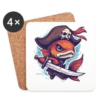 Captain Goldfish: The Fish Pirate - Coasters (set of 4) - white - Front