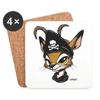 Gazelle Cerf Pirate - Dessous de verre (lot de 4) - blanc - Devant