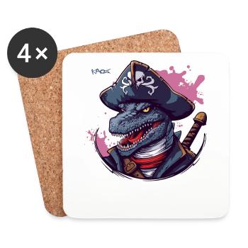 Le Pirate Lézard Dino - Dessous de verre (lot de 4) - blanc - Devant