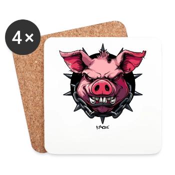Das mächtige Gothic Schwein - Untersetzer (4er-Set) - Weiß - Vorne