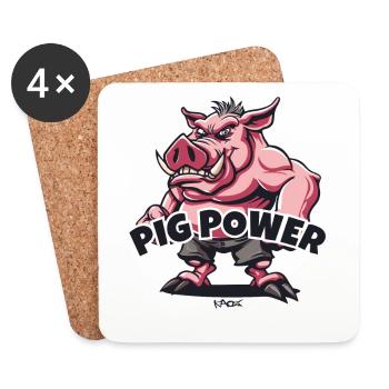 bodybuilder gym, pigs strength - Coasters (set of 4) - white - Front