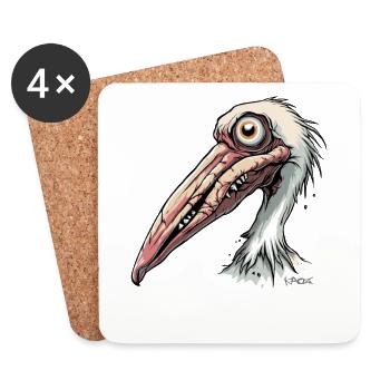 A zombie pelican - Coasters (set of 4) - white - Front