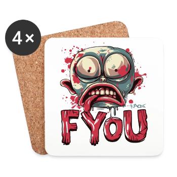 F*** you, zombie garden gnome - Coasters (set of 4) - white - Front