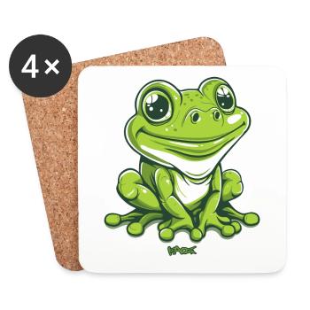 Big and friendly frog - Coasters (set of 4) - white - Front