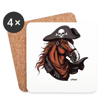 Das Pferd ist ein Pirat - Untersetzer (4er-Set) - Weiß - Vorne