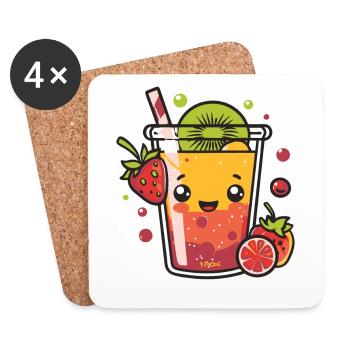 Saftige Frucht: Fruchtiges Getränk - Untersetzer (4er-Set) - Weiß - Vorne