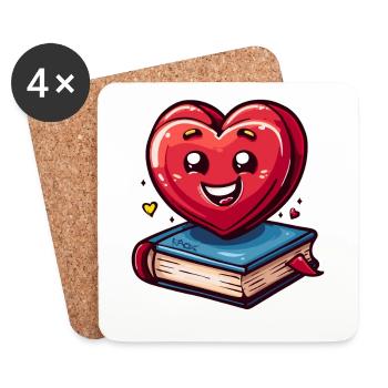 One book and one heart mean: I love books - Coasters (set of 4) - white - Front