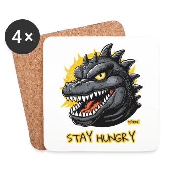 Stay hungry! Giant Dino Lizard - Coasters (set of 4) - white - Front