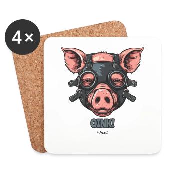 Leder Maske Schwein, Oink Oink - Untersetzer (4er-Set) - Weiß - Vorne